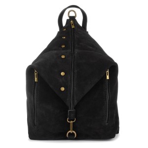 VERA PELLE plecak damski zamszowy elegancki z ćwiekami V409 czarny