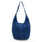 VERA PELLE torebka damska zamszowa worek na ramię V058 ciemna jeansowa