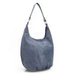 VERA PELLE torebka damska zamszowa worek na ramię V058 jasna jeansowa