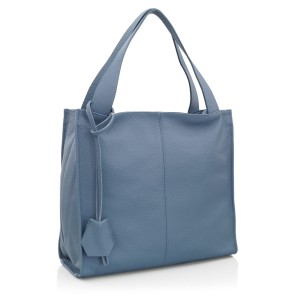 VERA PELLE torebka damska skórzana shopper klasyczna na ramię V074 jeansowa