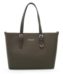 FLORA&CO torebka damska klasyczna sztywna trapez z paskiem V048 khaki