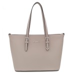 FLORA&CO torebka damska klasyczna sztywna trapez z paskiem V048 taupe