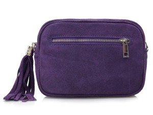 VERA PELLE torebka damska zamszowa listonoszka z paskiem na ramię V310 c.fioletowa