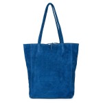 VERA PELLE torebka damska zamszowa shopper z rzemykami na ramię V462 ciemna jeansowa