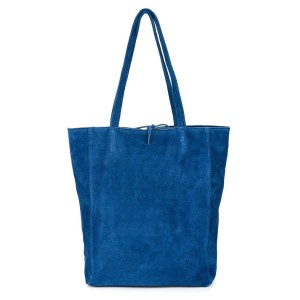 VERA PELLE torebka damska zamszowa shopper z rzemykami na ramię V462 ciemna jeansowa