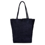 VERA PELLE torebka damska zamszowa shopper z rzemykami na ramię V462 granatowa