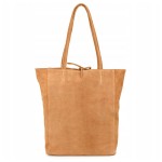 VERA PELLE torebka damska zamszowa shopper z rzemykami na ramię V462 camel