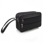 SASZETKA męska skórzana do ręki na dokumenty i pieniądze mała F201 czarna