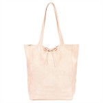 VERA PELLE torebka damska zamszowa shopper z rzemykami na ramię V462 jasna różowa