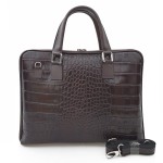 VERA PELLE torebka skórzana teczka A4 kroko torba na laptopa V446 ciemna brązowa