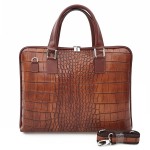 VERA PELLE torebka skórzana teczka A4 kroko torba na laptopa V446 brązowa