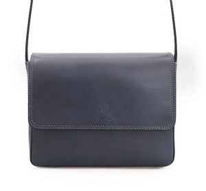 VERA PELLE torebka damska skórzana listonoszka z klapą i paskiem na ramię V109 grafitowa