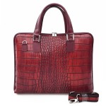 VERA PELLE torebka skórzana teczka A4 kroko torba na laptopa V446 bordowa