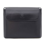 VERA PELLE torebka damska skórzana listonoszka z paskiem na ramię V030 czarna