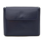 VERA PELLE torebka damska skórzana listonoszka z paskiem na ramię V030 granatowa