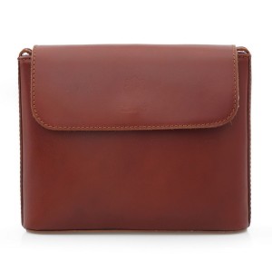 VERA PELLE torebka damska skórzana listonoszka z paskiem na ramię V030 brązowa