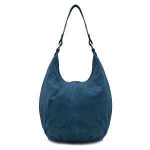 VERA PELLE torebka damska zamszowa worek na ramię V058 morska