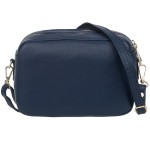 VERA PELLE torebka damska skórzana listonoszka z paskiem na ramię V486 granatowa