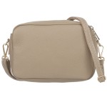 VERA PELLE torebka damska skórzana listonoszka z paskiem na ramię V486 beżowa