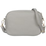 VERA PELLE torebka damska skórzana listonoszka z paskiem na ramię V486 jasna szara