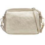VERA PELLE torebka damska skórzana listonoszka z paskiem na ramię V486 złota