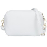 VERA PELLE torebka damska skórzana listonoszka z paskiem na ramię V486 biała