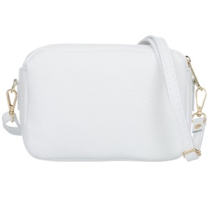 VERA PELLE torebka damska skórzana listonoszka z paskiem na ramię V486 biała