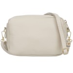 VERA PELLE torebka damska skórzana listonoszka z paskiem na ramię V486 kremowa