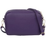 VERA PELLE torebka damska skórzana listonoszka z paskiem na ramię V486 ciemna fioletowa