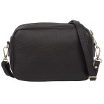 VERA PELLE torebka damska skórzana listonoszka z paskiem na ramię V486 ciemna brązowa