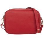 VERA PELLE torebka damska skórzana listonoszka z paskiem na ramię V486 czerwona