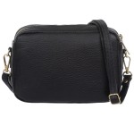 VERA PELLE torebka damska skórzana listonoszka z paskiem na ramię V486 czarna