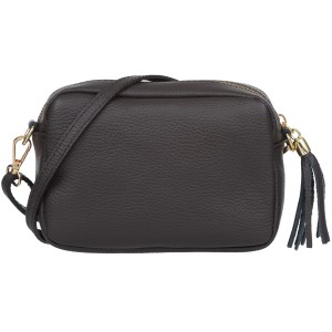 VERA PELLE torebka damska skórzana listonoszka z paskiem na ramię V491 ciemna brązowa