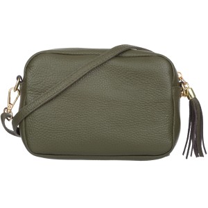 VERA PELLE torebka damska skórzana listonoszka z paskiem na ramię V491 oliwkowa