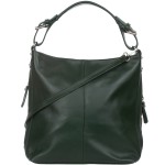 VERA PELLE torebka damska skórzana licowa worek z paskiem na ramię V495 ciemna zielona