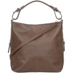 VERA PELLE torebka damska skórzana licowa worek z paskiem na ramię V495 taupe