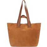 VEZZE torebka damska zamszowa shopper z długimi rączkami V498 camel