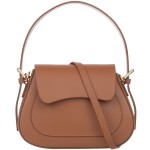 VERA PELLE torebka damska skórzana kuferek z paskiem na ramię V503 camel