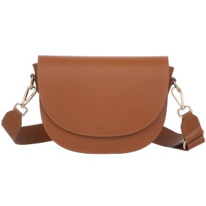 VERA PELLE torebka damska skórzana listonoszka z paskiem na ramię V504 camel