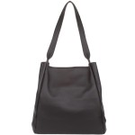 VERA PELLE torebka damska skórzana shopper z saszetką V508 ciemna brązowa