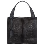 VERA PELLE torebka damska zamszowa shopper klasyczna kroko na ramię V510 czarna