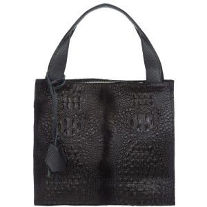 VERA PELLE torebka damska zamszowa shopper klasyczna kroko na ramię V510 czarna