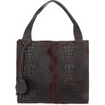 VERA PELLE torebka damska zamszowa shopper klasyczna kroko na ramię V510 ciemna brązowa