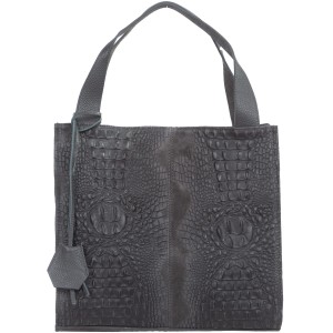 VERA PELLE torebka damska zamszowa shopper klasyczna kroko na ramię V510 ciemna szara