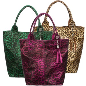 VERA PELLE torebka damska skórzana shopper w panterkę z saszetką V515 kolory