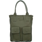 VERA PELLE torebka damska skórzana shopper na ramię z kieszeniami V516 oliwkowa