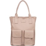VERA PELLE torebka damska skórzana shopper na ramię z kieszeniami V516 jasna różowa