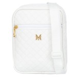 VERMARI torebka skórzana eko listonoszka na ramię pikowana V101 biała