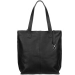 VERA PELLE torebka damska skórzana shopper z długimi rączkami i paskiem V523 czarna