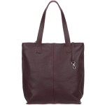 VERA PELLE torebka damska skórzana shopper z długimi rączkami i paskiem V523 ciemna bordowa